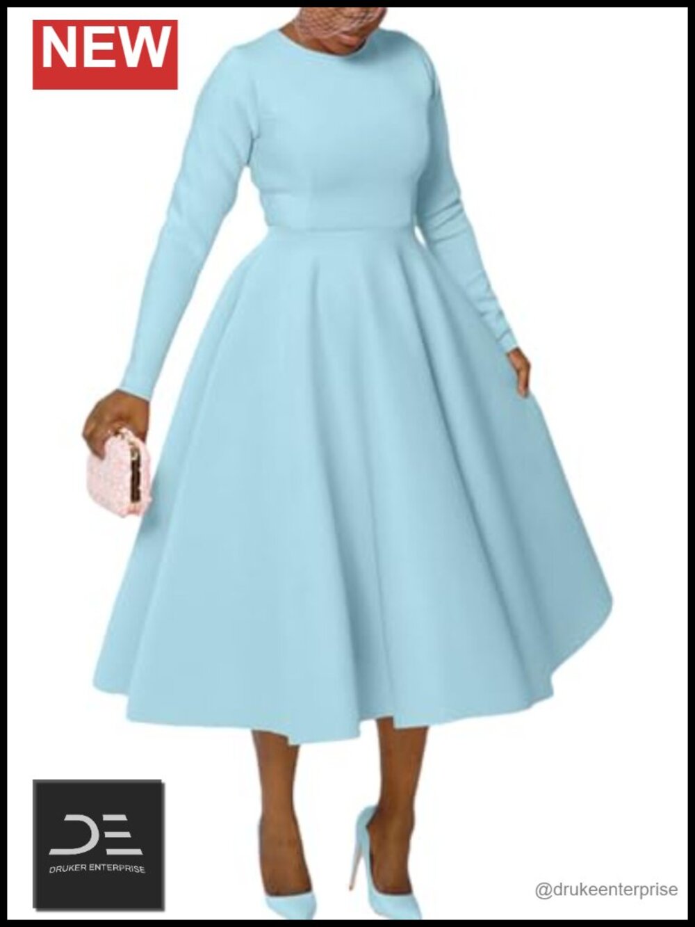 Women's Long Sleeve A-Line Maxi Dress Formal Vintage